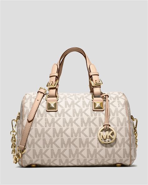 michael kors grayson chain medium logo satchel in vanilla|michael kors grayson medium chain signature logo satchel bag .